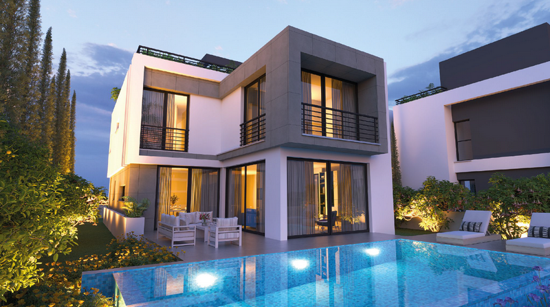 4-bedroom luxurious off plan villas + private pool + sea & mountain views + fireplace + large garden + roof terrace